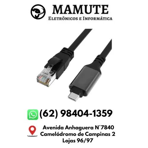 Cabo Adaptador Gigabit Ethernet Usb-c Para Rj45 Rede De 1000 Mbps 3M