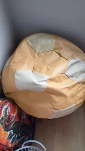 Puff Bola de Futebol Gigante - Couro Sintético (Amarelo e Branco