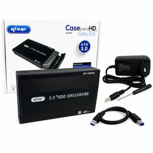 Case Gaveta para HD 3.5 SATA USB 3.0 Knup KP-HD004 Alumínio Preto