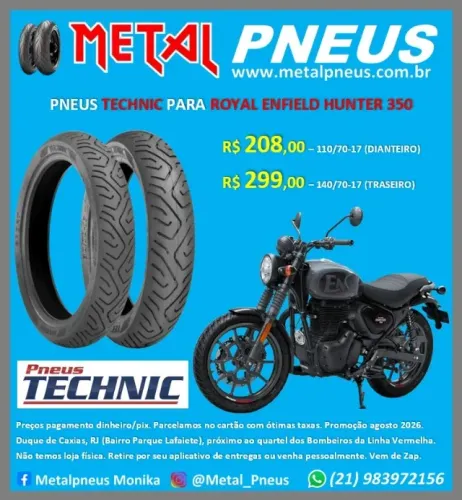 Pneu Moto Technic Royal Enfield Hunter 350 - Novos Com Garantia