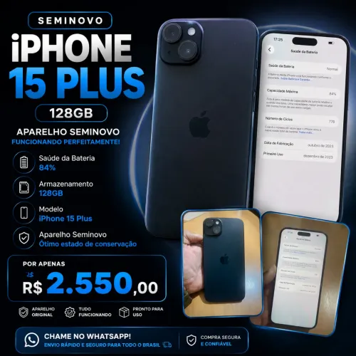 iPhone 15 plus 128gb preto