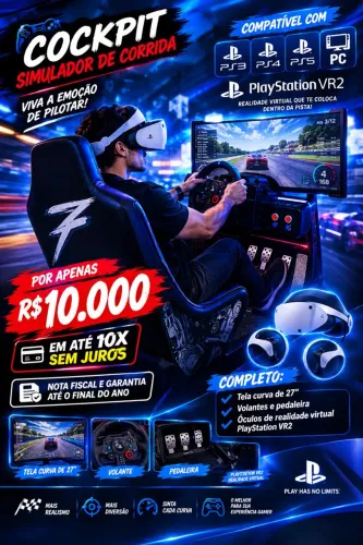 Cockpit com óculos de realidade virtual