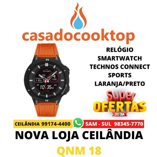 Relógio Smartwatch Technos Connect Sports Laranja/Preto