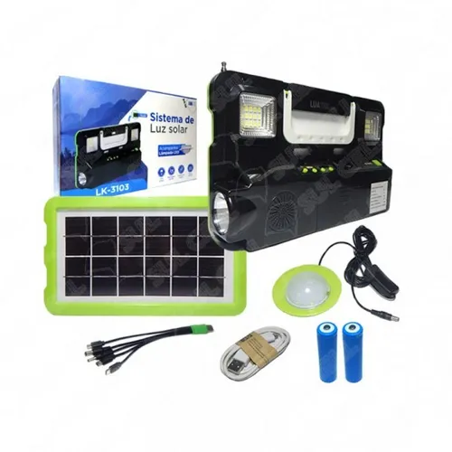 kit Solar Placa Energia Solar +1 Lampada, Lanterna Acampamento Pescaria Com Radio Fm Mp3