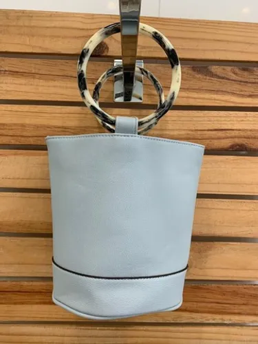 Bolsa Lajut Original Monica Couro Ecologico Azul Claro Novo