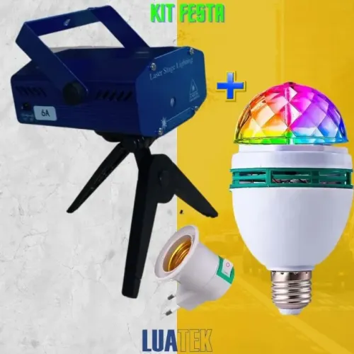 Kit Festa Mini Projetor Holográfico Led + Lâmpada Giratória