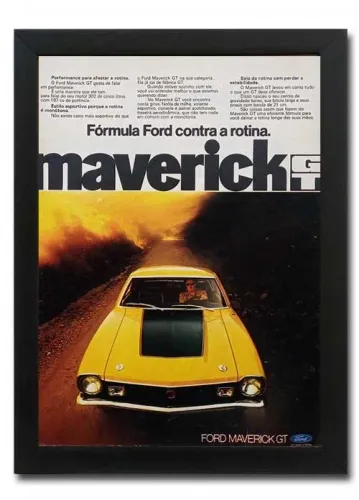 Ford Maverick GT V8 - Quadro decorativo com propaganda original de revista