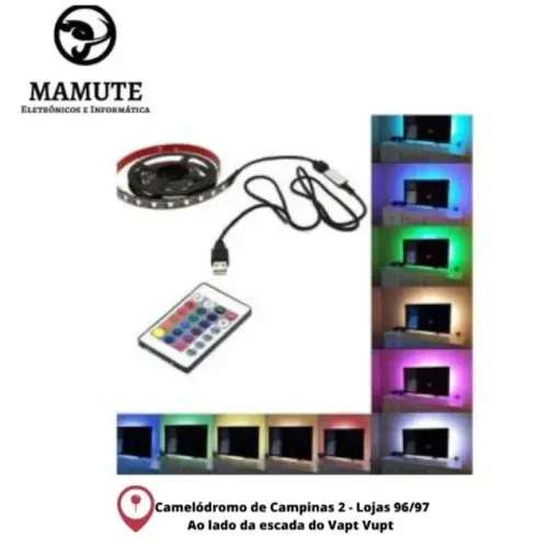 Fita Led 5050 Rgb Controle Remoto 5m 5v Usb Para Tv Pc Carro