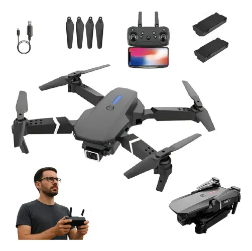 Drone E88 Pro Max Com Câmera Dupla 4k 2 Bateria E Acessórios