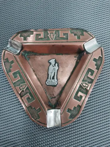 Cinzeiro de Cobre com prata Peruano Vintage