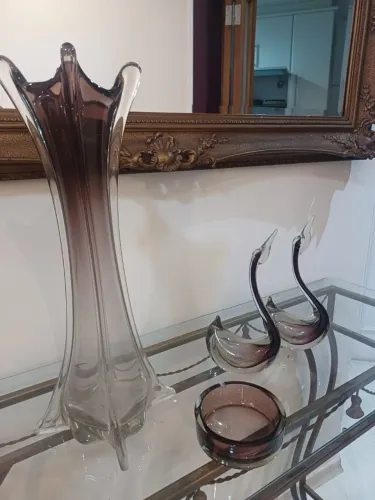 APROVEITE Conjunto Decorativo em Cristal Murano Vintage - Elegância e Charme