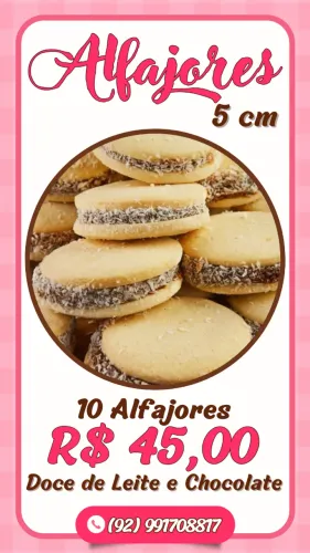 Alfajores com recheio de doce de leite ou chocolate