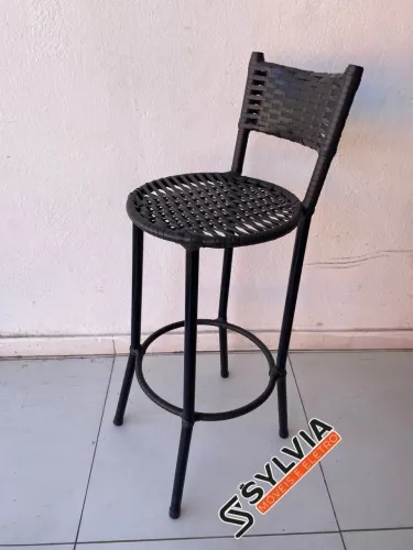 Banquetas de fibra com ferro redonda