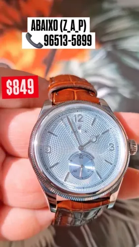 Relógio ROLEX SUPERLATIVE CHRONOMETER AUTOMÁTICO PULSEIRA DE COURO 