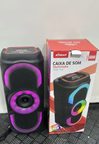Caixa De Som Bluetooth Multimídia Xtrad 50W Usb Tws Com Luzes Rgb