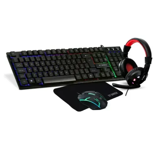 Combo Gamer GT Black 4 em 1 Teclado + Mouse 1200DPI + Headset + Mousepad - WZetta