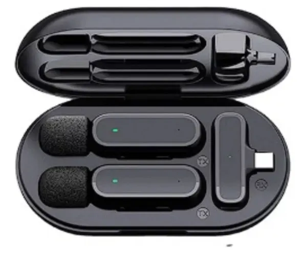 Microfone Duplo Lapela Sem Fio K61 Compativel Android Tipo-c<br>