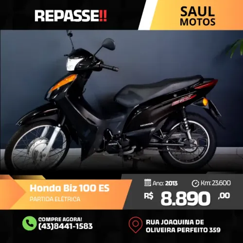 HONDA BIZ 100 ES, ANO 2013
