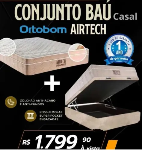 Conjunto Box Baú Casal Ortobom Airtech - molas ensacadas 