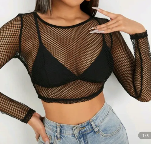 Blusinha de rede cor preta. [Faço entrega]