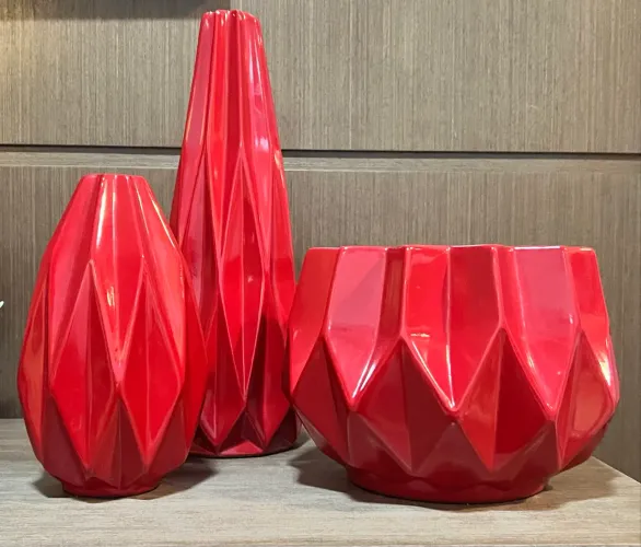 Kit 3 vasos de cerâmica 