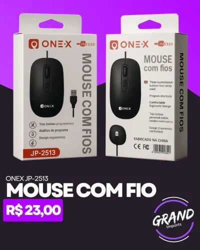 Mouse com fio Onex