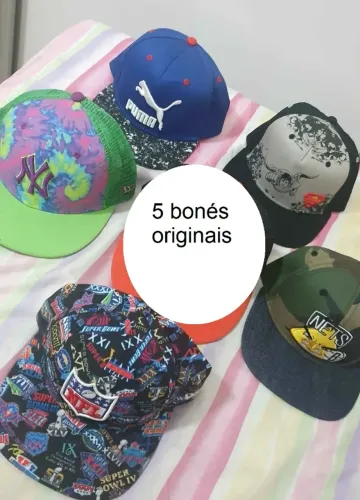 Lote 5 bonés New Era e Puma originais 