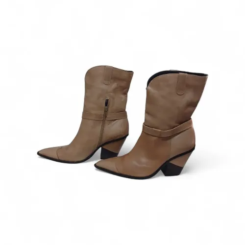 Bota WESTERN Feminina Luiza Barcelos Cano Medio Marrom Claro n° 39