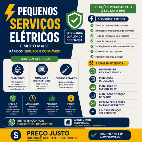 ! Eletricista | Chuveiros, Tomadas, TV, Painéis e Montagem de Móveis