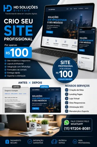 Crio seu site profissional por R$100