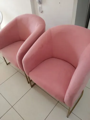 Kit 02 Poltronas Stella Suede Rosê em Ótimo Estado
