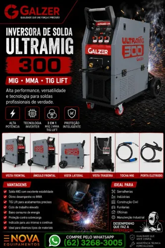 Inversora de Solda ULTRAMIG 300 220v Galzer