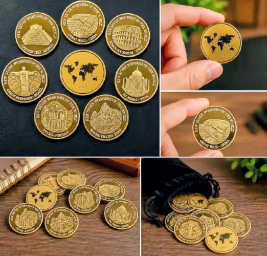 Coleção completa 7 moedas comemorativas 7 maravilhas do mundo
