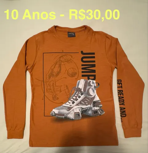 Camisa Infantil Manga Longa 10 anos