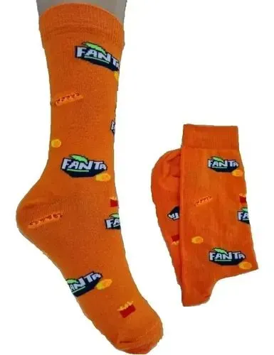 Meias Par Fanta Laranja  Pac Man