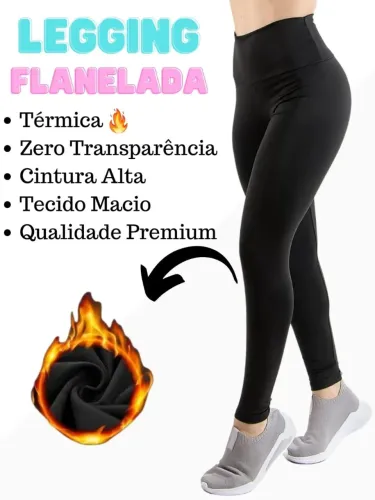 Legging Peluciada Feminina quentinha - Legging Térmica Preta