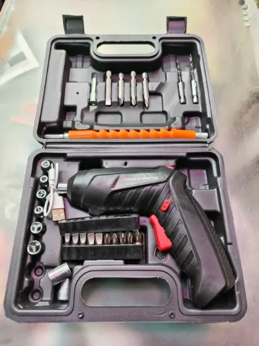 Kit Parafusadeira Doméstica com maleta Leve Portátil USB Recarregável