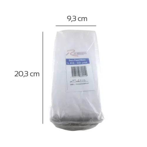Saco de papel branco mono 1/2 kg