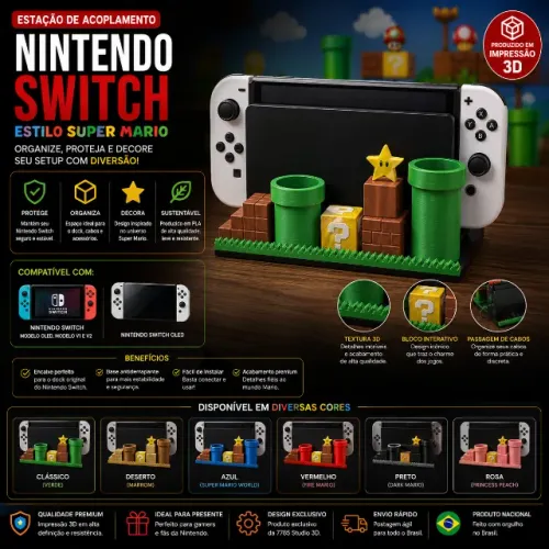 ESTAÇÃO NINTENDO SWITCH SUPER MARIO