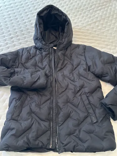 Jaqueta Puffer Infantil CRH Preta com Capuz - Tam. 12