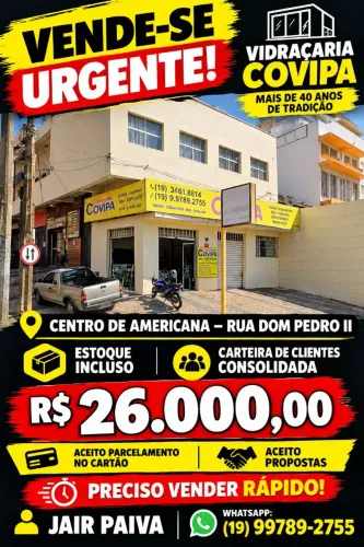 VENDO URGENTE! VIDRAÇARIA - R$ 26.000p