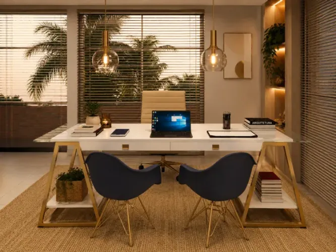 Mesa De Escritório Easel Delluxe Woods. L174cm x P70cm x A76cm