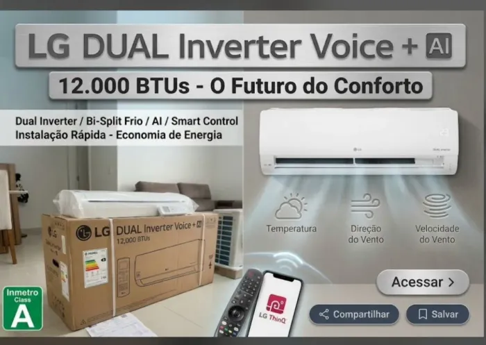 AR Condicionado LG DUAL INVERTER 12.000 BTUs - NOVO