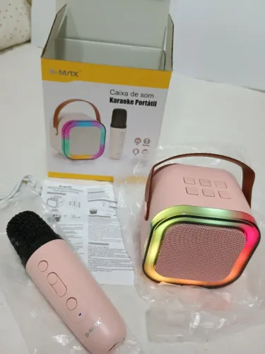 Karaokê portátil com microfone B-MAX Rosa