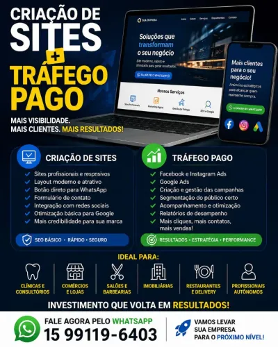 CRIAÇÃO DE SITES PROFISSIONAIS E TRÁFEGO PAGO
