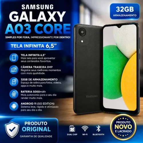 Smartphone Samsung Galaxy A03 Core Tela Infinita 6,5'' 32GB
