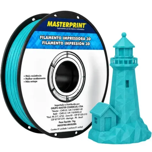 Filamento 3D PLA Fosco Azul Ártico MasterPrint 1kg 1,75mm Impressora 3D bambulab kobrax