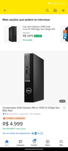 Dell  i5 12°Geraçao 500gb 16g Ram