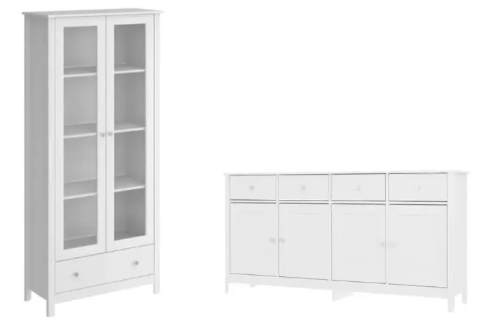 Cristaleira + Aparador Buffet Ditália E-954 + R-626 Branco