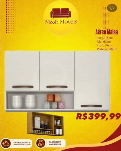 Armário aéreo 3 portas com entrega grátis